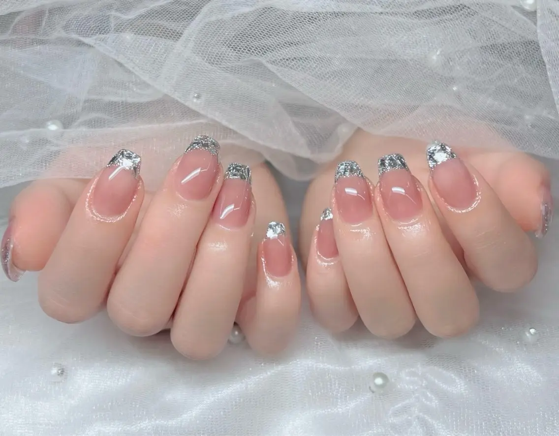 ネイル ハンドネイル 🎀PG🩵 ネイルサロンのネイルデザイン