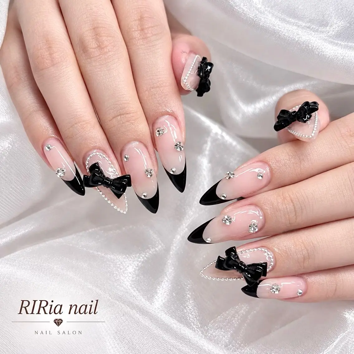 ネイル アートネイル フレンチネイル ピンク リボン ハンドネイル 🎀RIRia nail🎀のネイルデザイン
