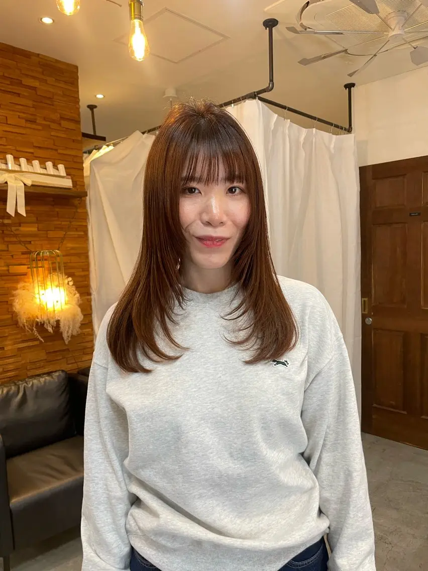 セミロング レイヤーカット 顔周りカット 🎀サヤカ🎀のヘアスタイル