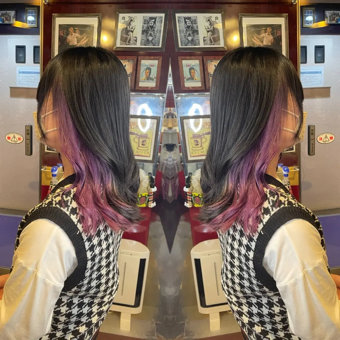 ミディアム カラー インナーカラー ラベンダーカラー ラベンダーピンク ピンクカラー 👑派手髪/カット 👑ANRYのヘアスタイル