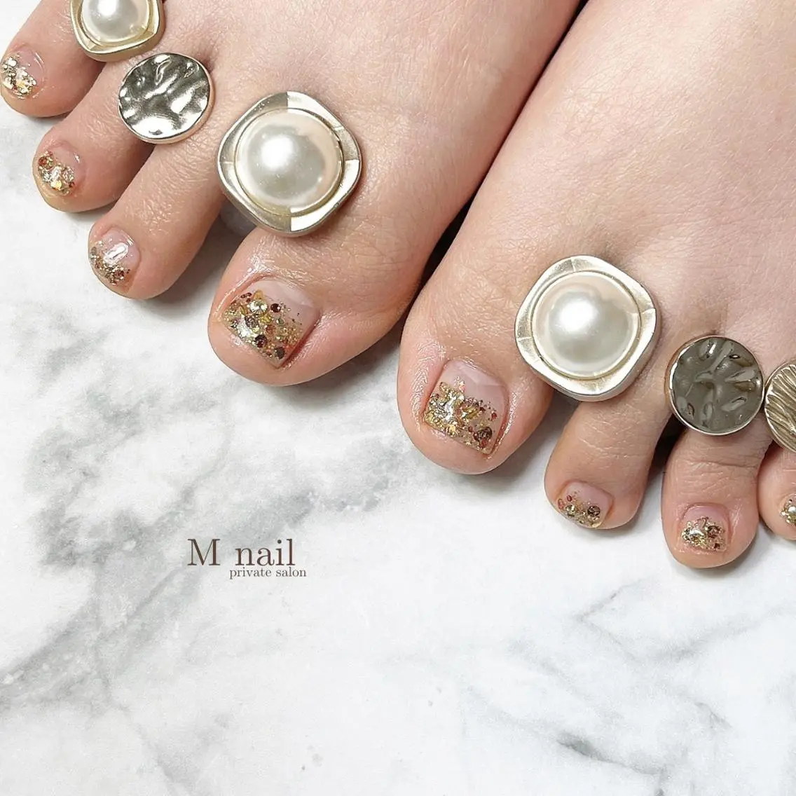 ネイル アートネイル グラデーション ラメ(グリッター) ラメグラデーション ストーンネイル M nailのネイルデザイン