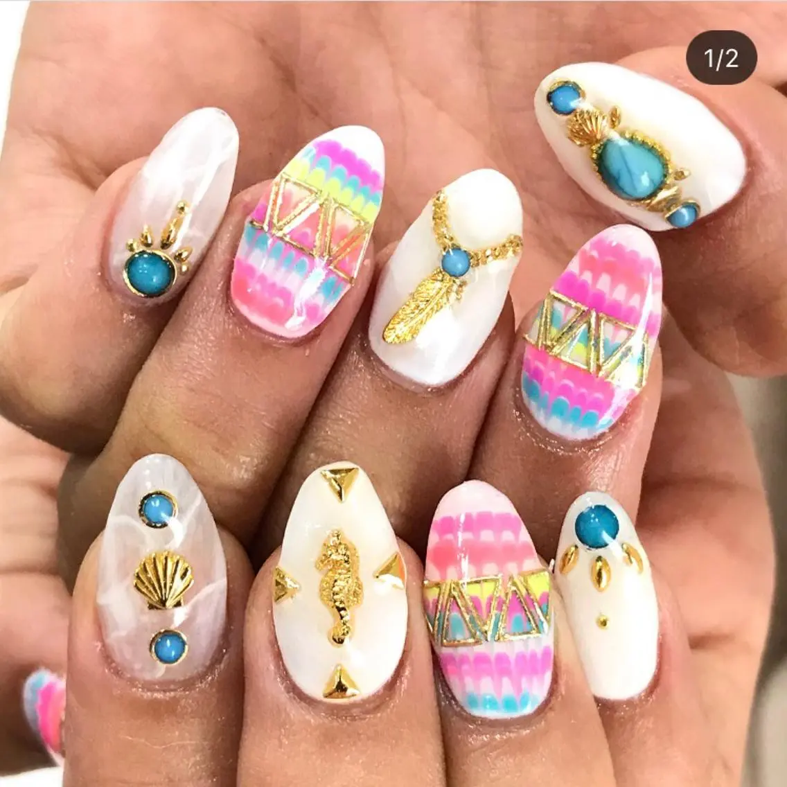 ネイル スカルプネイル 渋谷／チップ長さ出し 👑アプレgel-xのネイルデザイン