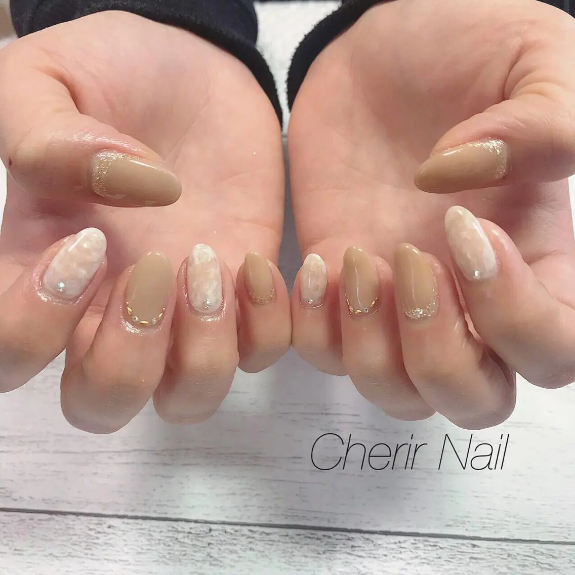 ネイル アートネイル 大理石ネイル(マーブル) ニュアンスネイル ワンカラーネイル ハンドネイル Cherirnail kaoriのネイルデザイン