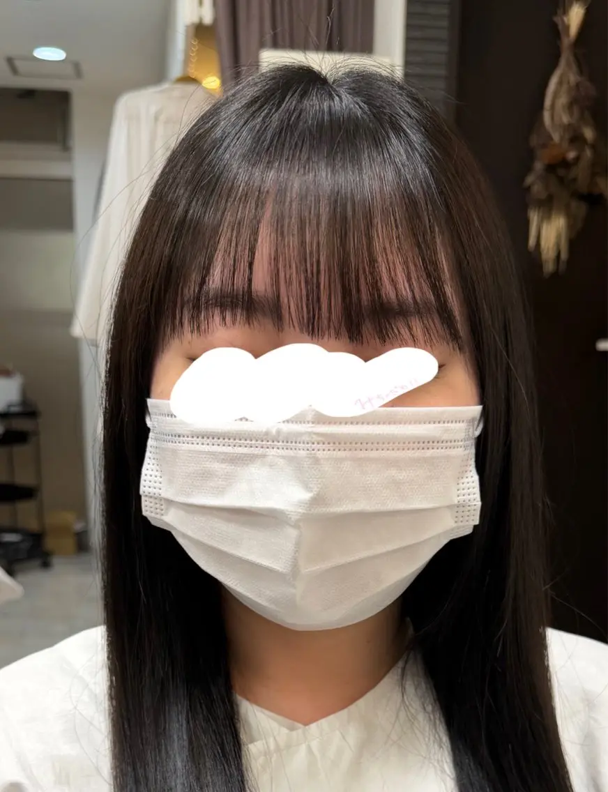 ロング 伸ばしかけ シースルーバング 小顔カット カット 石川 沙蘭のヘアスタイル