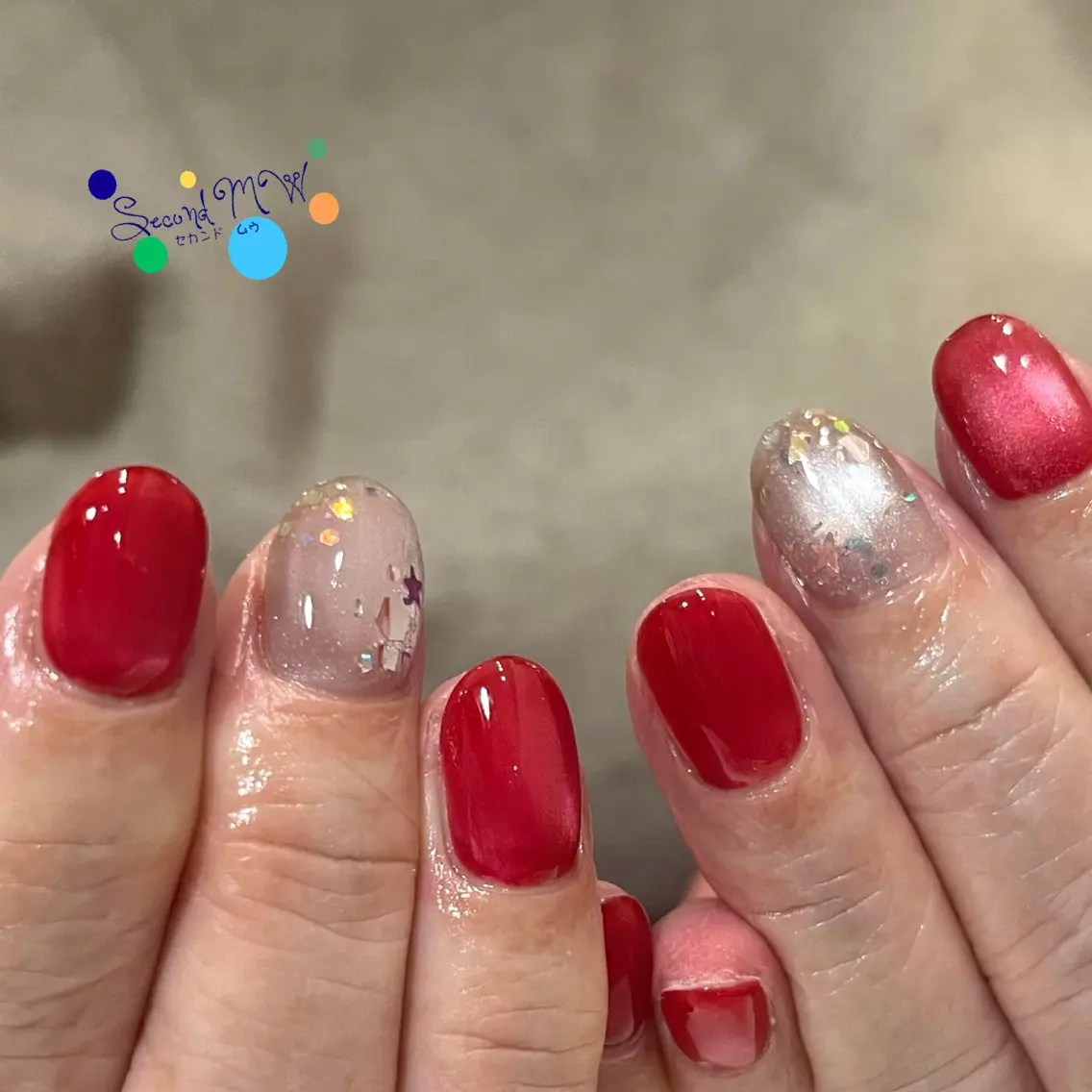 ネイル ホログラムネイル キラキラネイル ラメ(グリッター) マグネットネイル ワンカラーネイル ハンドネイル SecondMW _nail 　川連のネイルデザイン