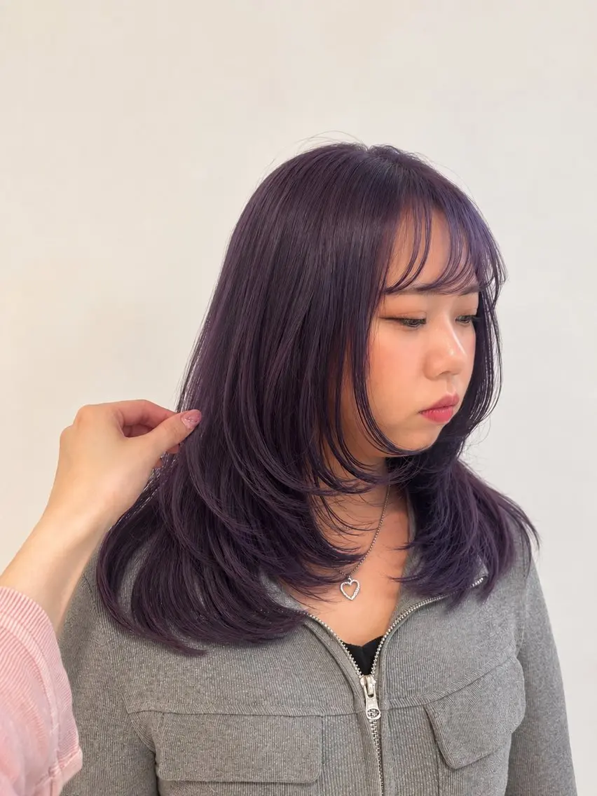セミロング カラー げんば ななのヘアスタイル