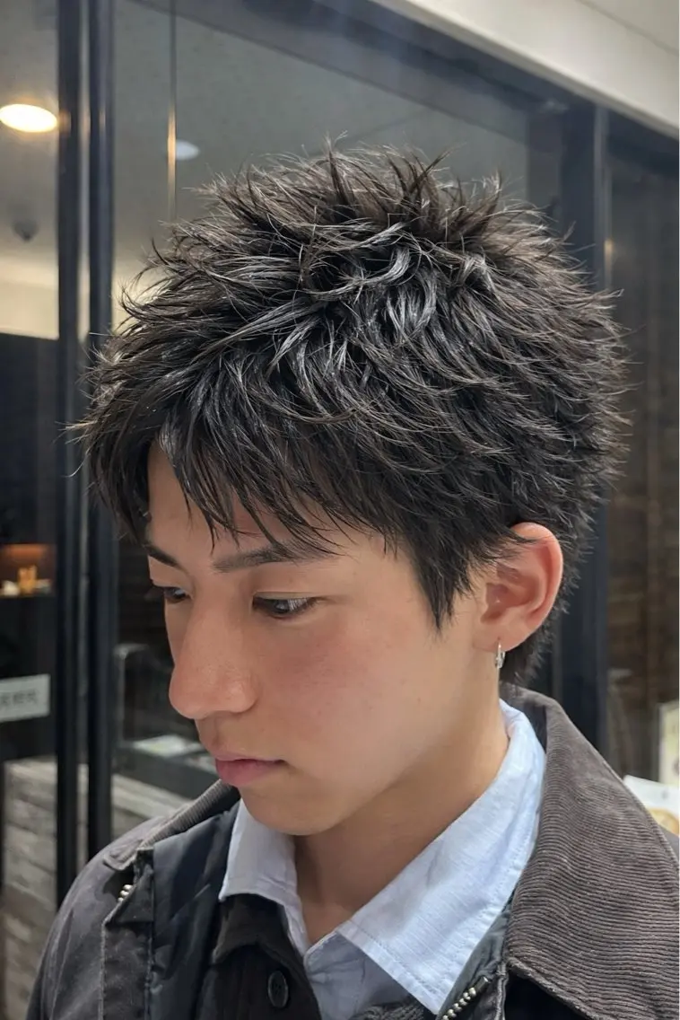 ショート パーマ メンズ スパイキーショート ショートヘア カット 🇺🇸サーフカール 🇺🇸ケンシロウのヘアスタイル