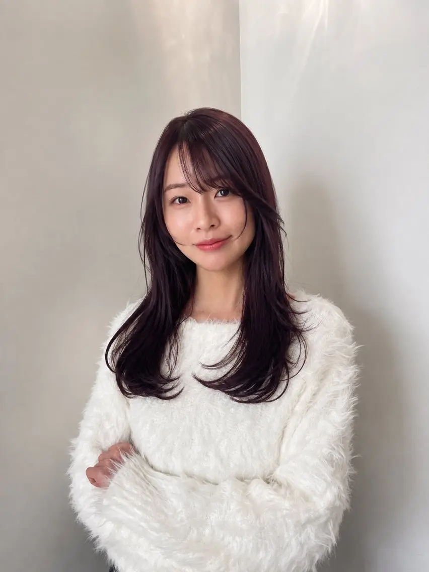 セミロング カラー 透明感カラー レイヤーカット 小顔カット カット トリートメント ヒナ/酸性ストレート /レイヤーカットのヘアスタイル