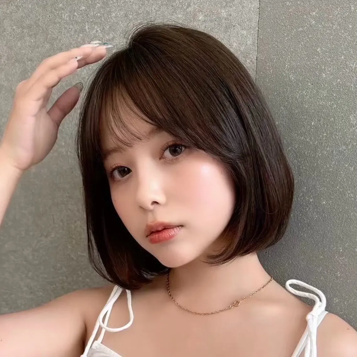 ミディアム ボブ カット 縮毛矯正 トリートメント ♥️ボブ縮毛矯正/暖 色/minami♥️のヘアスタイル