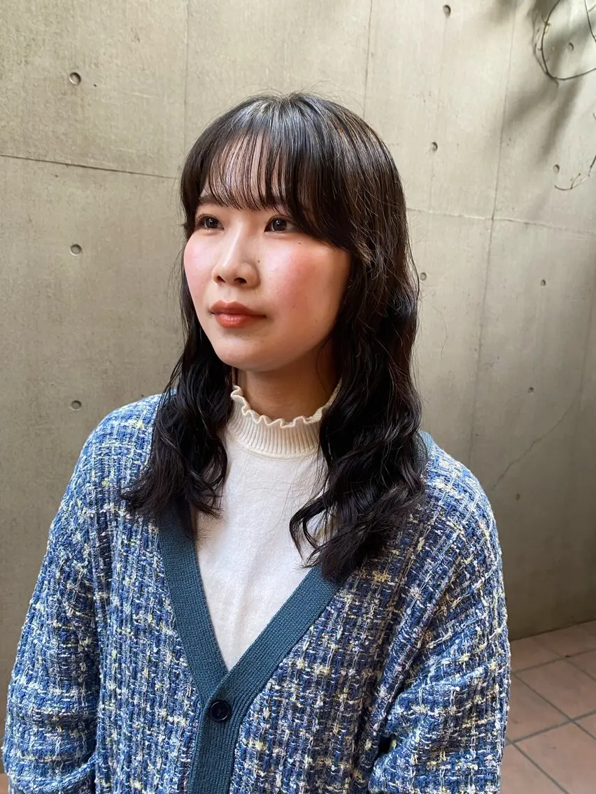 セミロング カット パーマ トリートメント 大人可愛い♡コテ巻き パーマ🌼杉田 萌恵のヘアスタイル