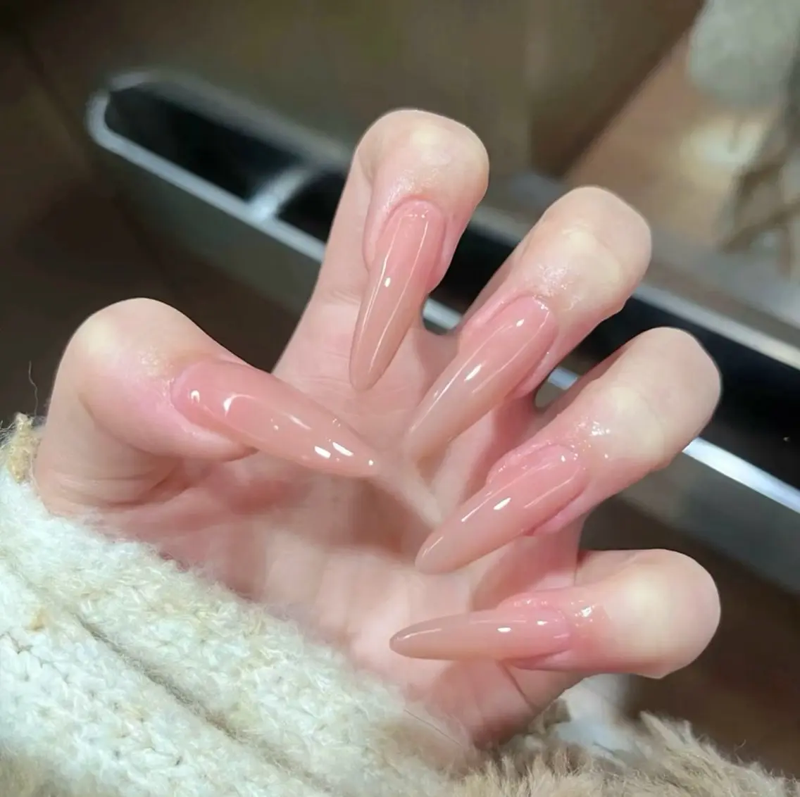 ネイル チークネイル 長さ出し フレンチネイル ガーリー 韓国ネイル sun nail池袋 モデル募集のネイルデザイン