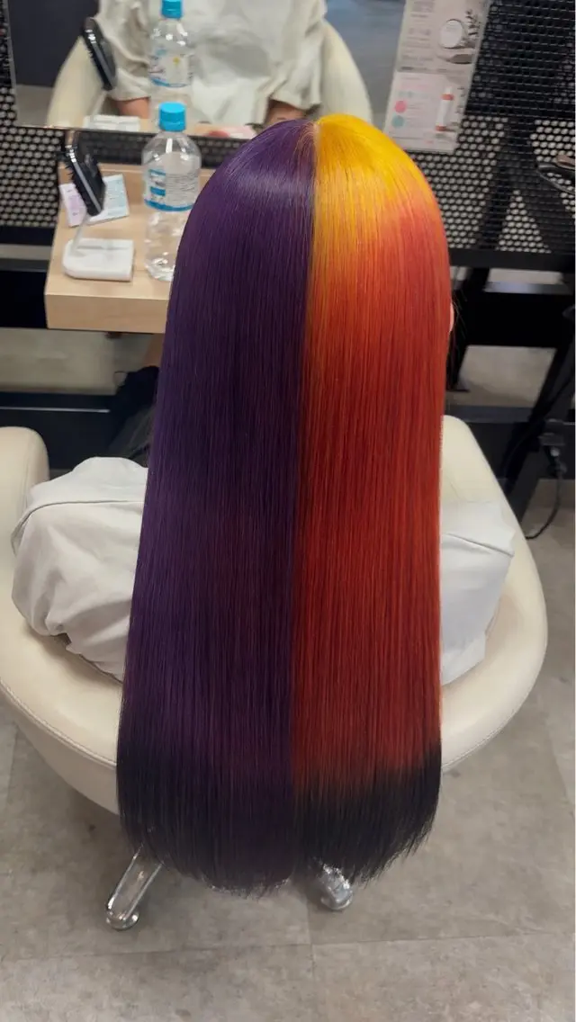 ロング カラー ブリーチ デザインカラー ツートーンカラー ヘアカラー デザインカラー🌈 メイク💄ヒカリ🌟のヘアスタイル