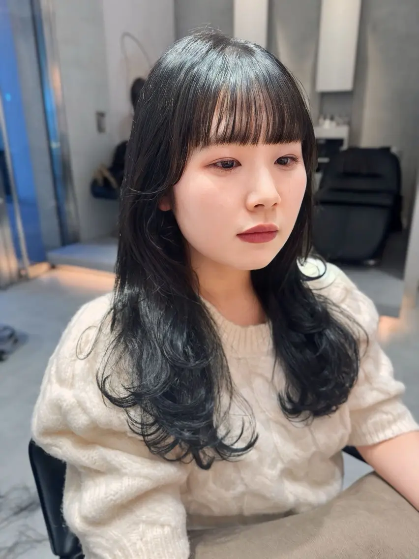 ロング カラー カット ヘアカラー トリートメント ヘアセット 🎀韓国レイヤー 🇰🇷mireiのヘアスタイル
