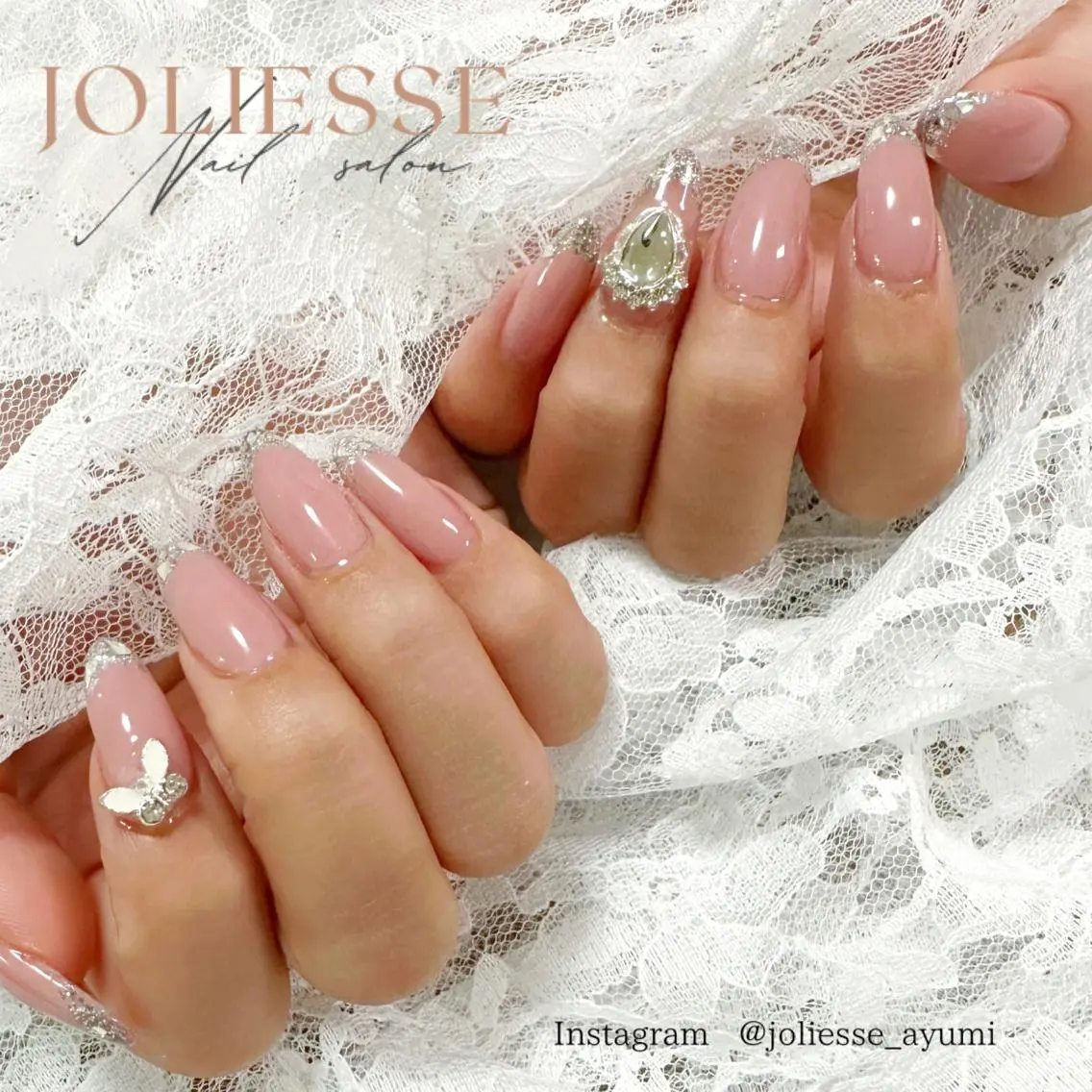 ネイル フレンチネイル ガラスフレンチ ハンドネイル JOLIESSE Ayumiのネイルデザイン