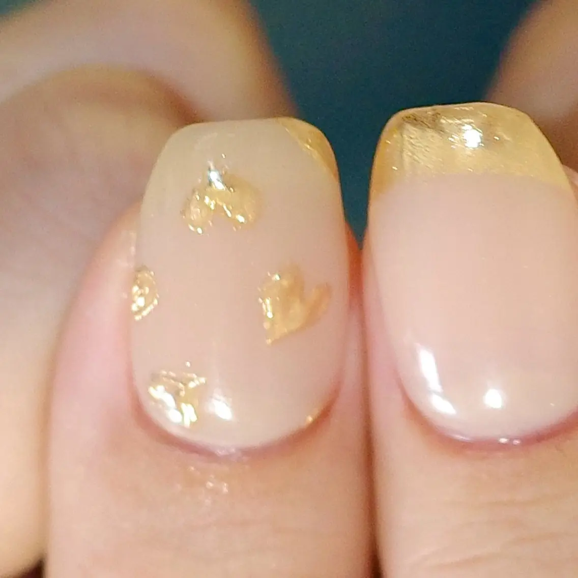 ネイル フレンチネイル ゴールド ハート ミラーネイル ピンク ハンドネイル pointillé .ayaのネイルデザイン