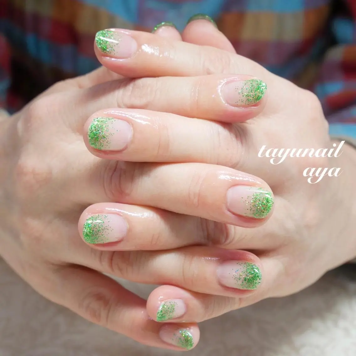 ネイル ブルー クリアネイル キラキラネイル ラメ(グリッター) 春ネイル ハンドネイル ネイルサロン 【たゆnail】のネイルデザイン