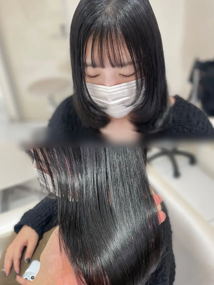 ロング カラー 伸ばしかけ 髪質改善 トリートメント ヘアカラー 縮毛矯正 6月NEWopen/ MINAMI🩶のヘアスタイル