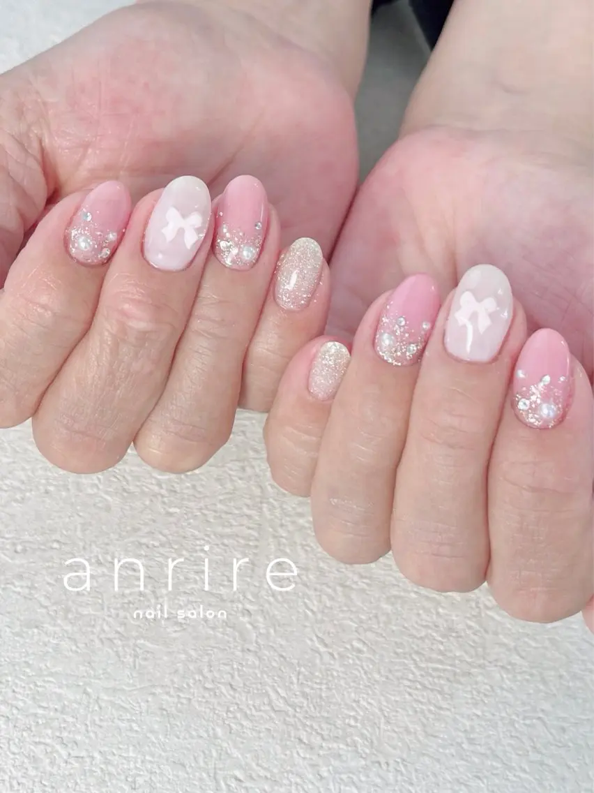 ネイル フラッシュネイル ジェルネイル キラキラネイル ラメ(グリッター) パラジェル ハンドネイル nailsalon anrireのネイルデザイン