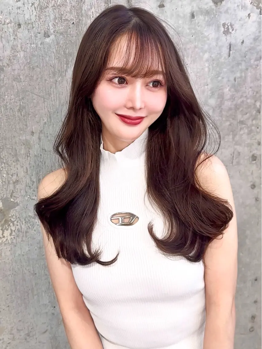 セミロング カラー 髪質改善 韓国風ヘア レイヤーカット カット ヘアカラー トリートメント 新宿/韓国風レイヤー 髪質改善/渋谷直樹のヘアスタイル
