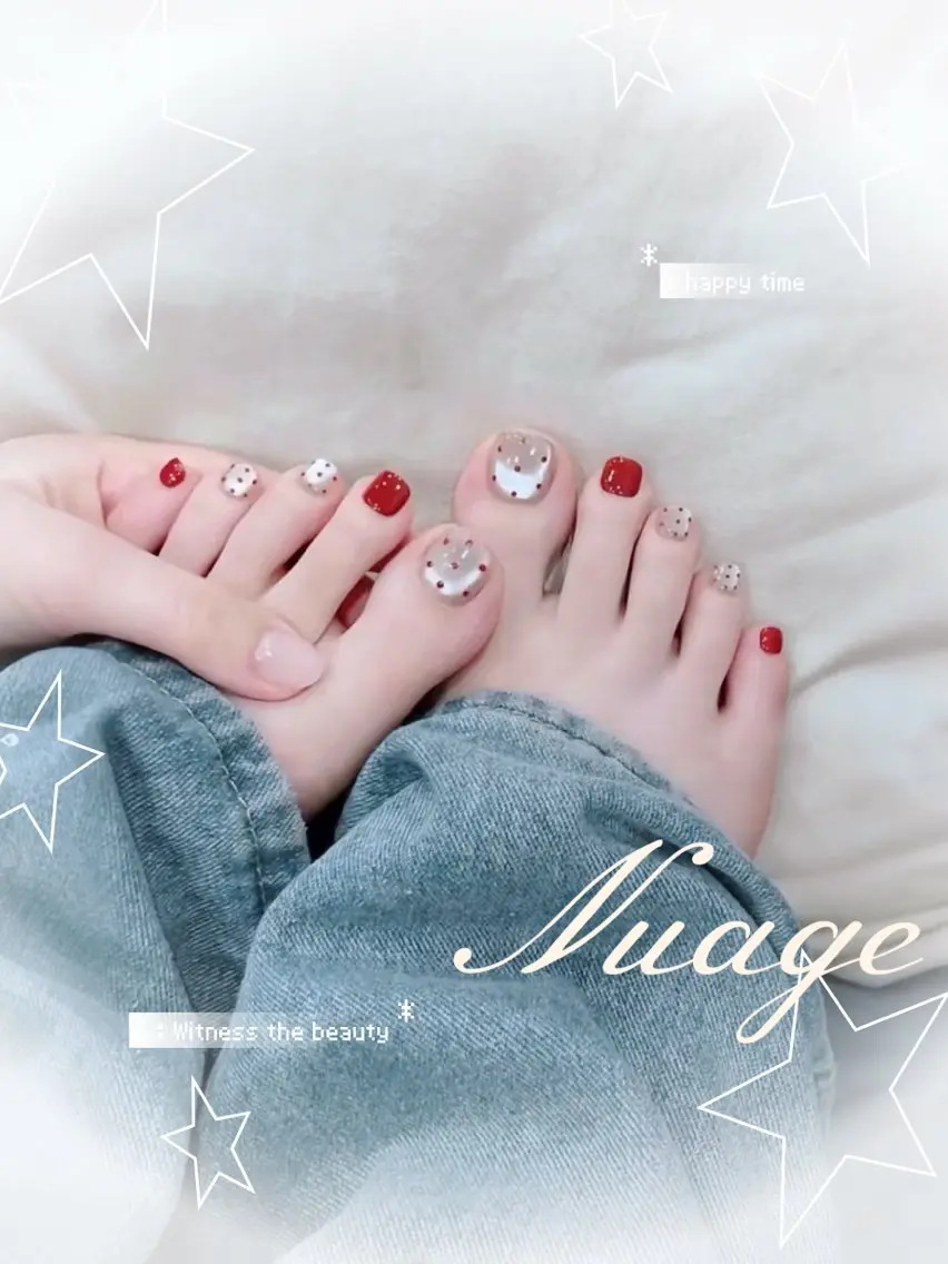 【期間限定】♡マグネット　ドット アート🎨フットネイル  (オフなし)の写真