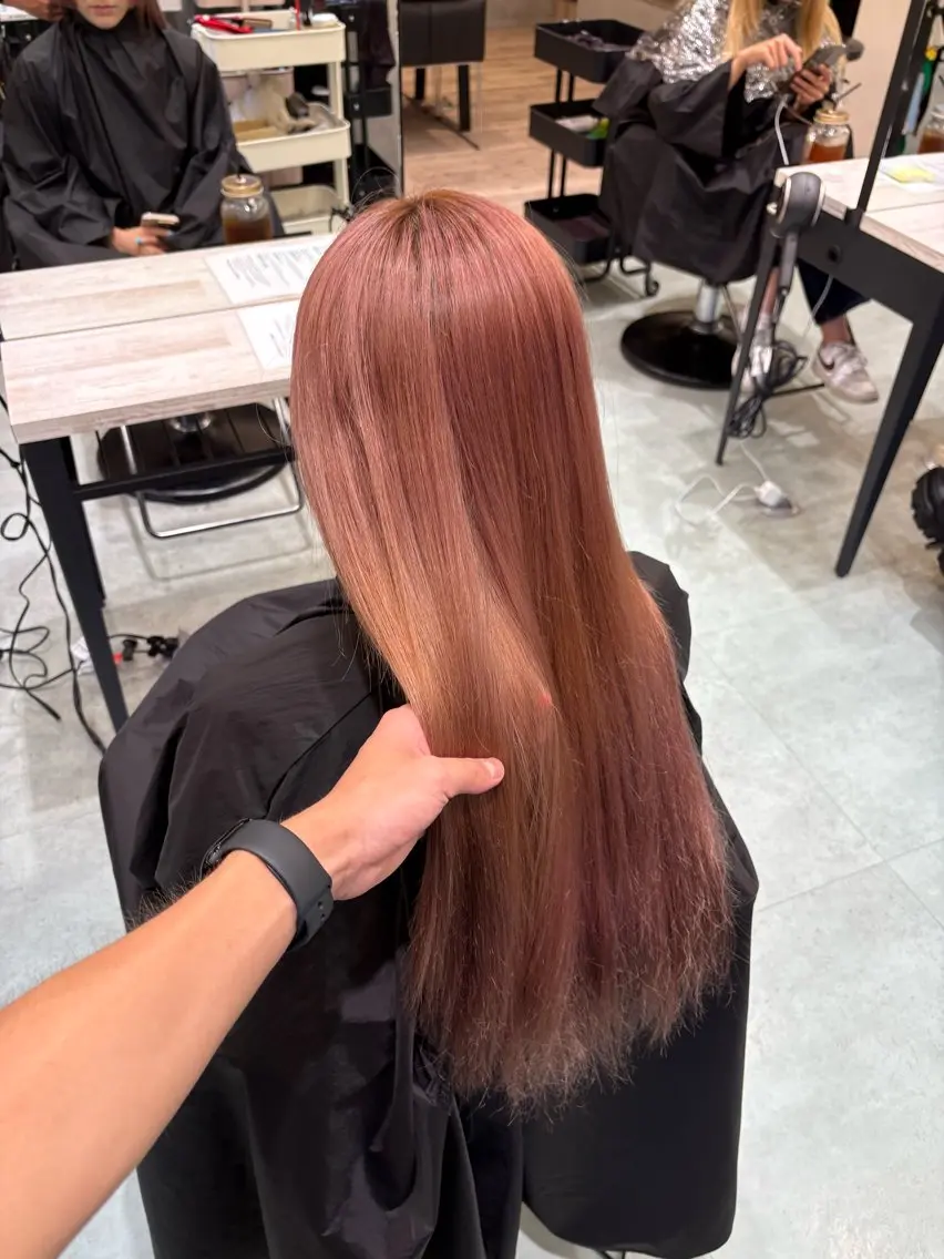 ロング カラー ブリーチ ピンクカラー ヘアカラー ケアブリーチ🌟 ♢WATARU♢のヘアスタイル