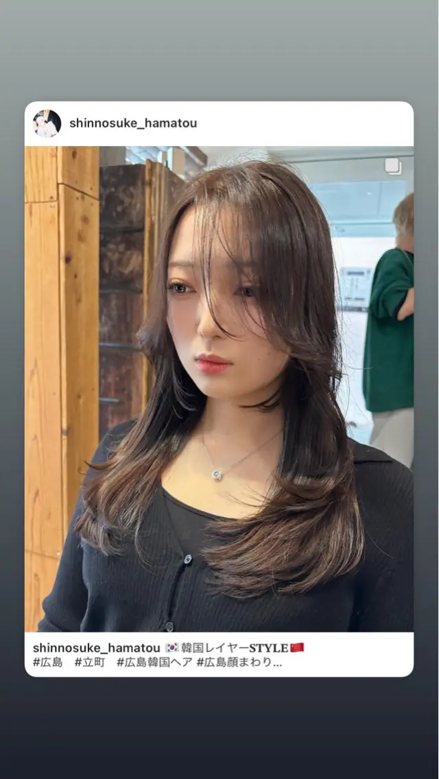 ミディアム カラー オリーブカラー レイヤーカット カット ヘアカラー トリートメント 【韓国レイヤー特化 ハッシュカット】のヘアスタイル