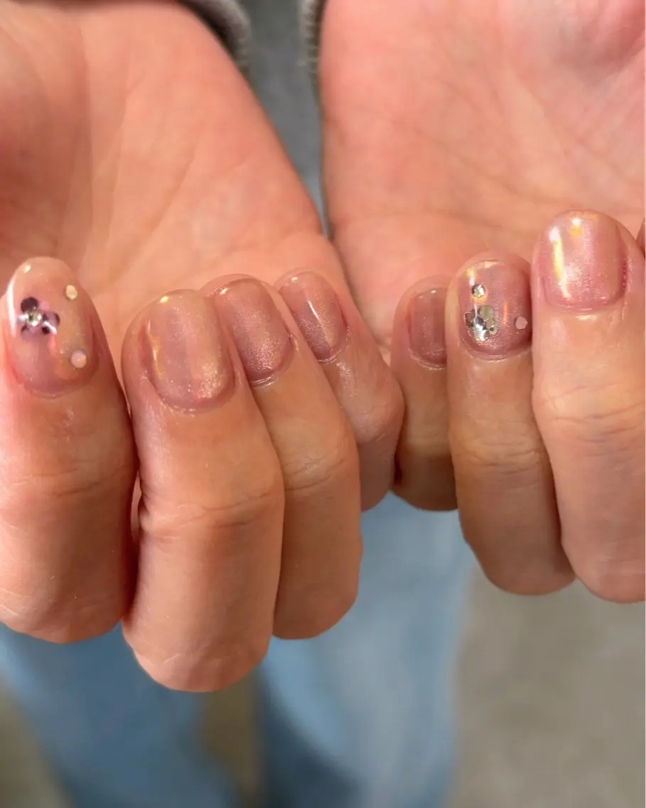 ネイル オーロラネイル ジェルネイル マグネットネイル ニュアンスネイル ワンカラーネイル ハンドネイル tamu nail 　金町のネイルデザイン