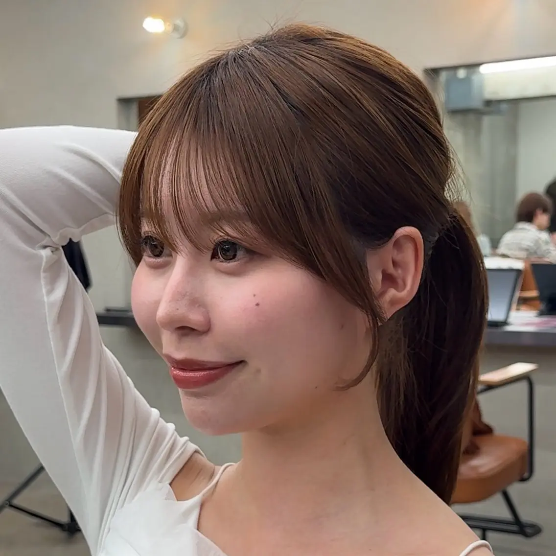 ミディアム カラー レイヤー🐑髪質改善 顔周りカット/みきとのヘアスタイル