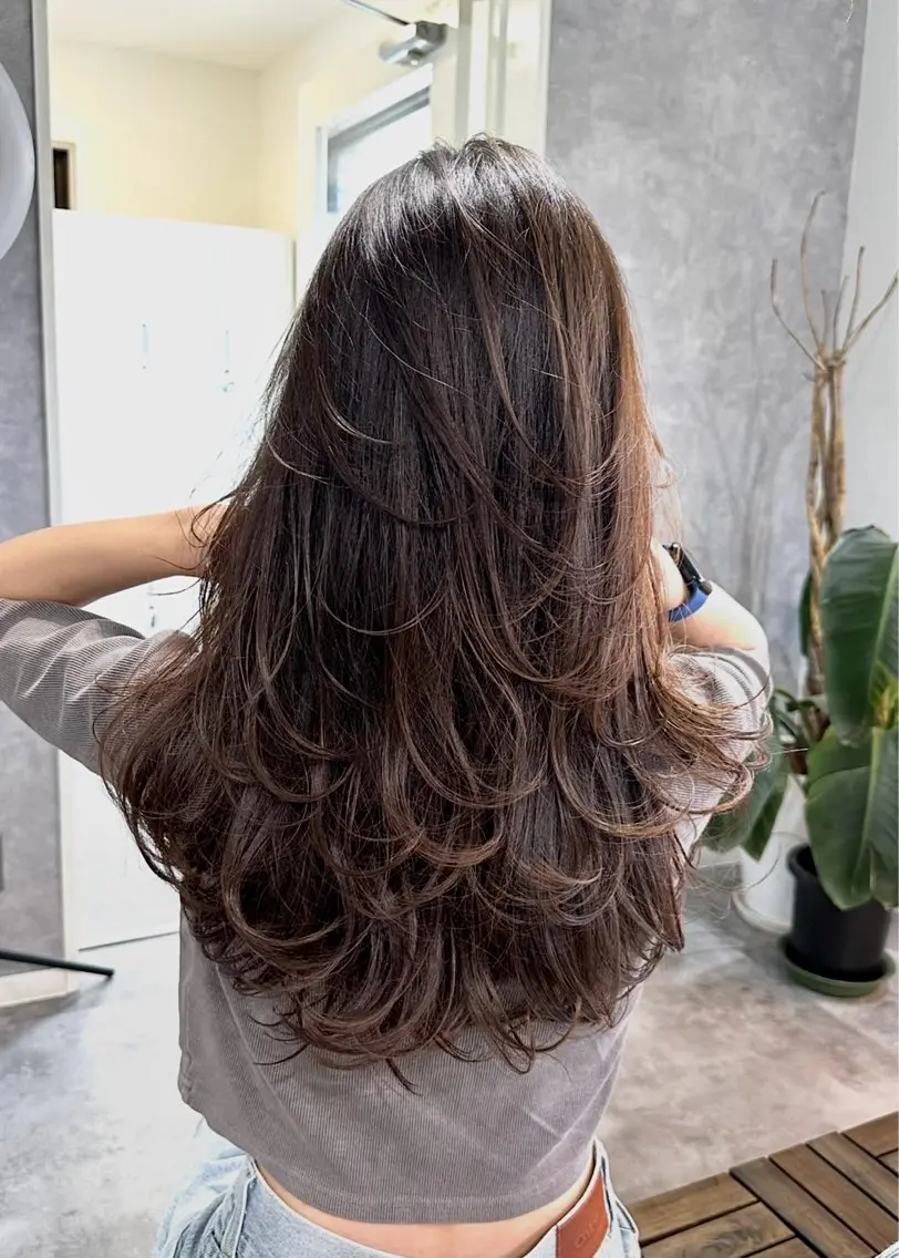 ロング カット ヘアカラー トリートメント 大人上品特化 レイヤー🇺🇸山村のヘアスタイル