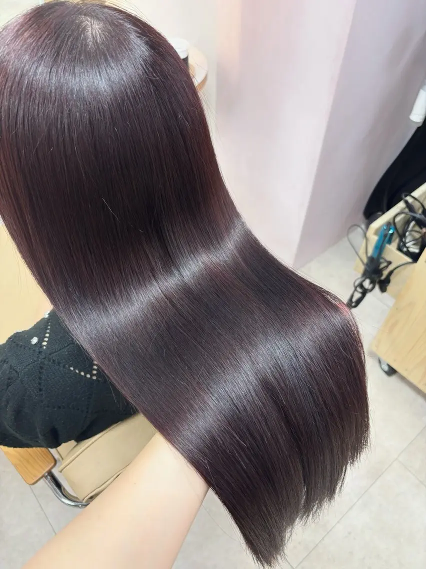 ロング 髪質改善 トリートメント カット ヘアカラー トリートメント オリーブ/ベージュ/ グレージュ/レイヤーのヘアスタイル
