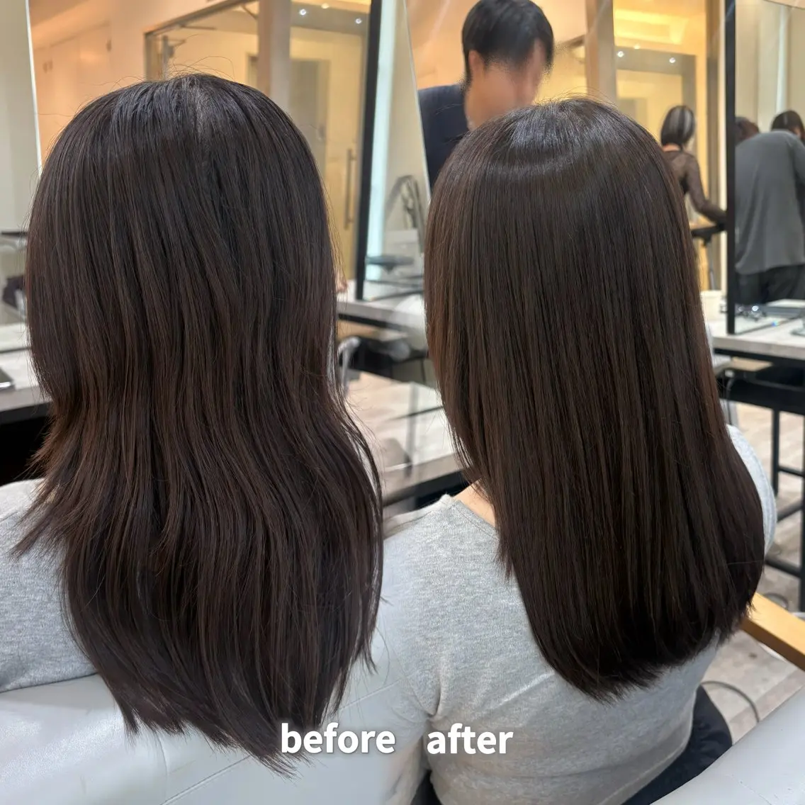 ミディアム レイヤーカット 縮毛矯正 トリートメント 大木 唯月のヘアスタイル