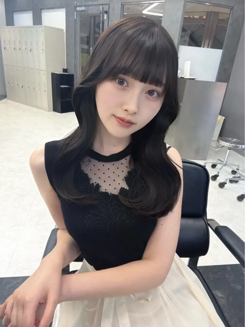 ミディアム カラー ヘアアレンジ ヘアカラー トリートメント ヘアセット 韓国ヘア🖤/透明感 shihoのヘアスタイル