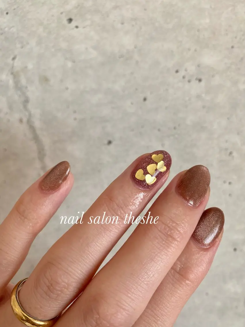ネイル ハート バレンタイン 苦楽園the she nailのネイルデザイン