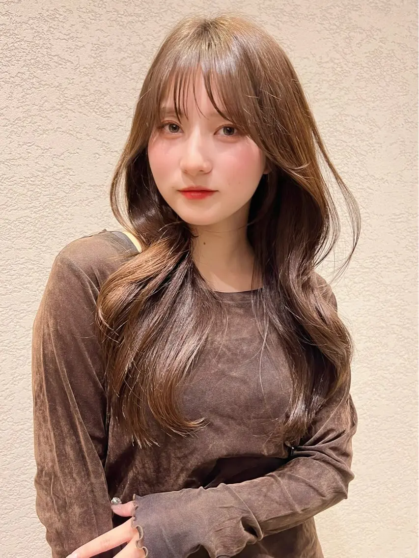 ロング カラー カット ヘアカラー トリートメント 興津/韓国レイヤー ダブルカラー美髪縮毛のヘアスタイル