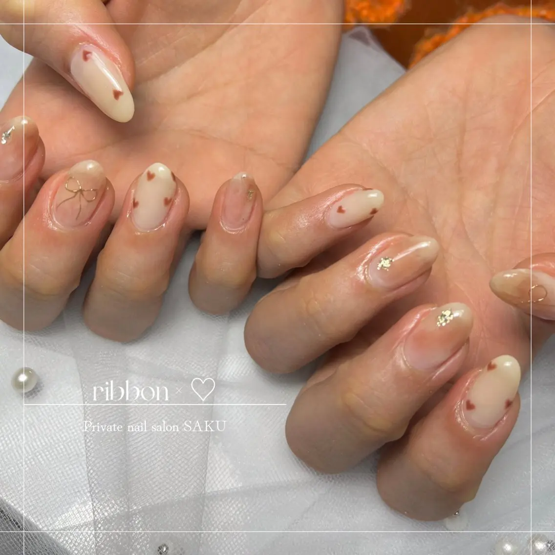 ネイル バレンタイン ハンドネイル SAKU nail 作島茜のネイルデザイン