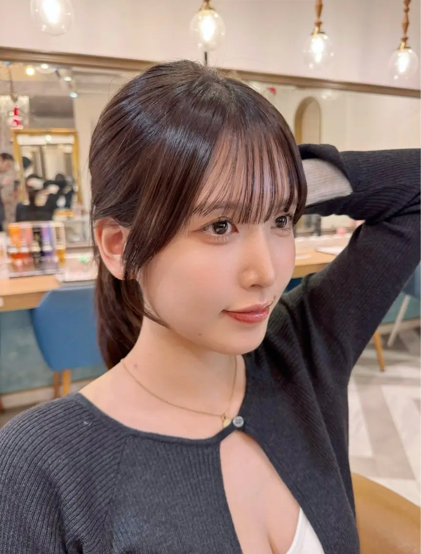 ミディアム カラー カット ヘアカラー トリートメント レイヤーカット /透明感カラー西田のヘアスタイル