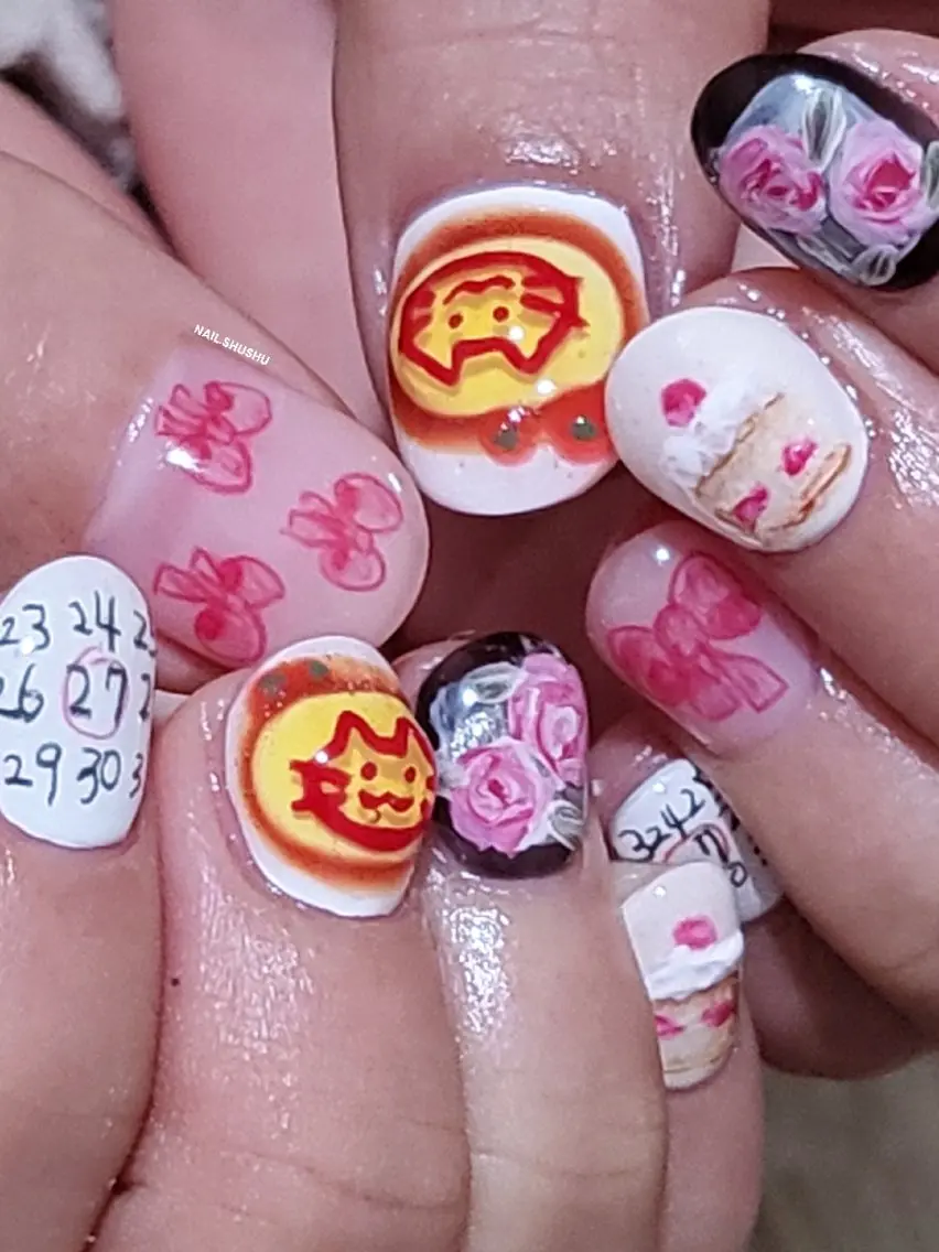 ネイル ハンドネイル 3dパーツ/流行り 👧shushu❤️のネイルデザイン