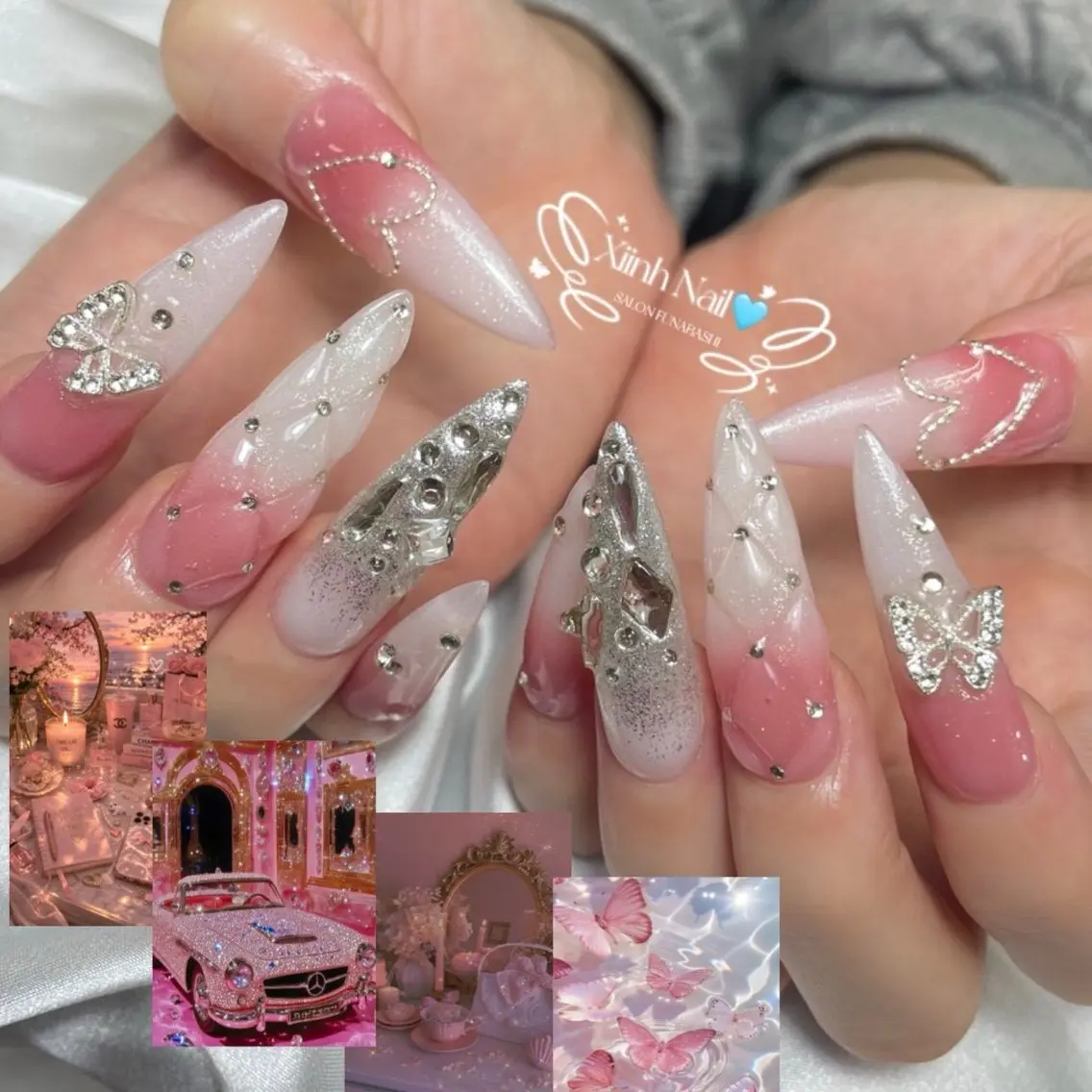 ネイル チークネイル 桜ネイル 長さ出し フットネイル ジェルネイル ハンドネイル XIINH NAIL SALONのネイルデザイン