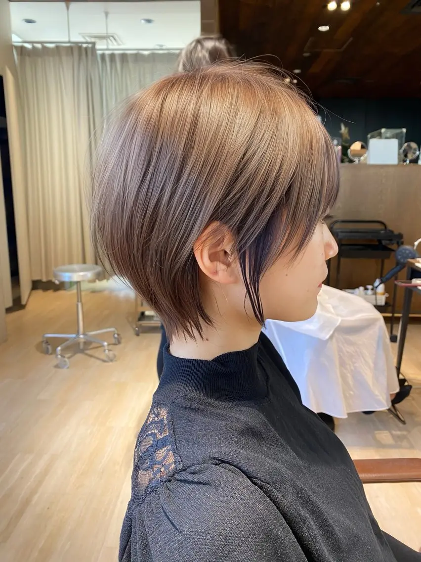ショート カラー カット ヘアカラー トリートメント 顔まわりの神様✨ 透明感カラー藤嶋秀幸のヘアスタイル