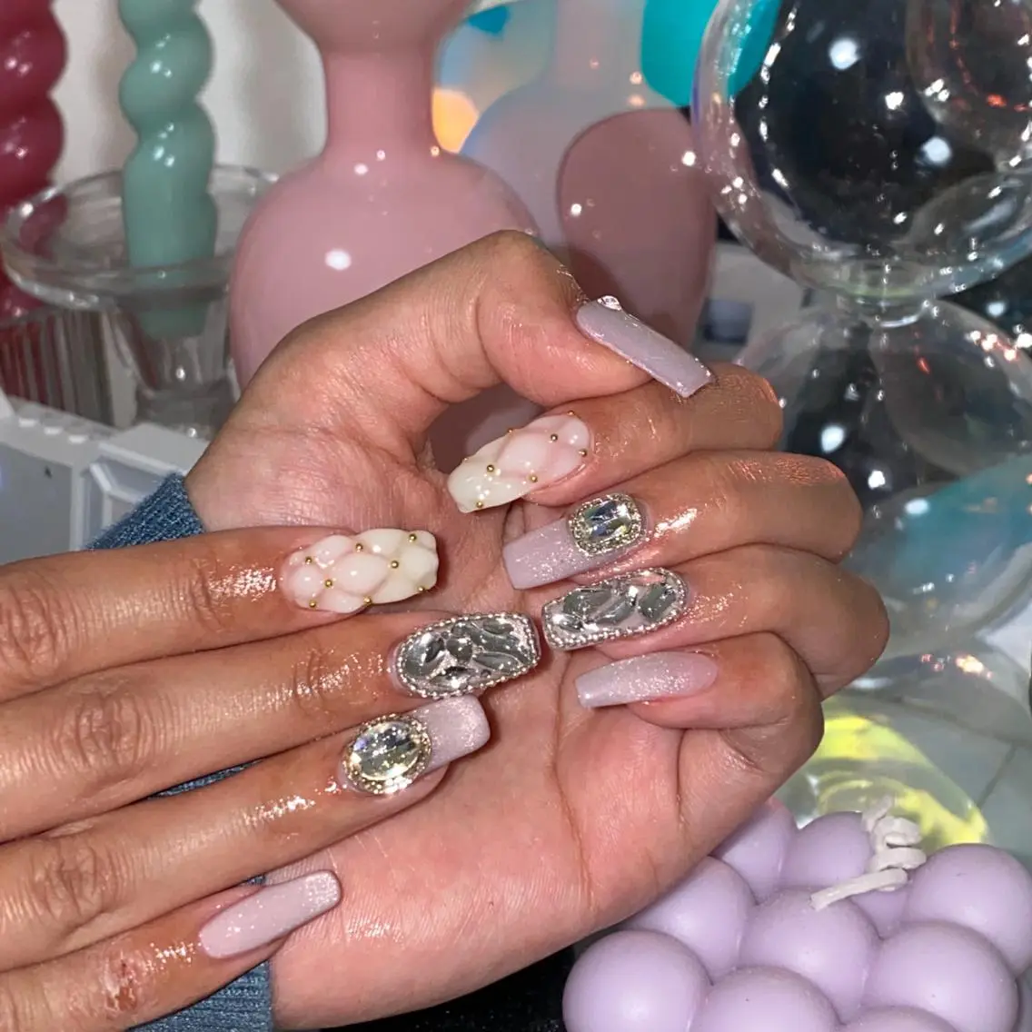 ネイル アートネイル オーロラネイル フレンチネイル 氷ネイル・うるうるネイル マグネットネイル ハンドネイル Nail by Licorneのネイルデザイン