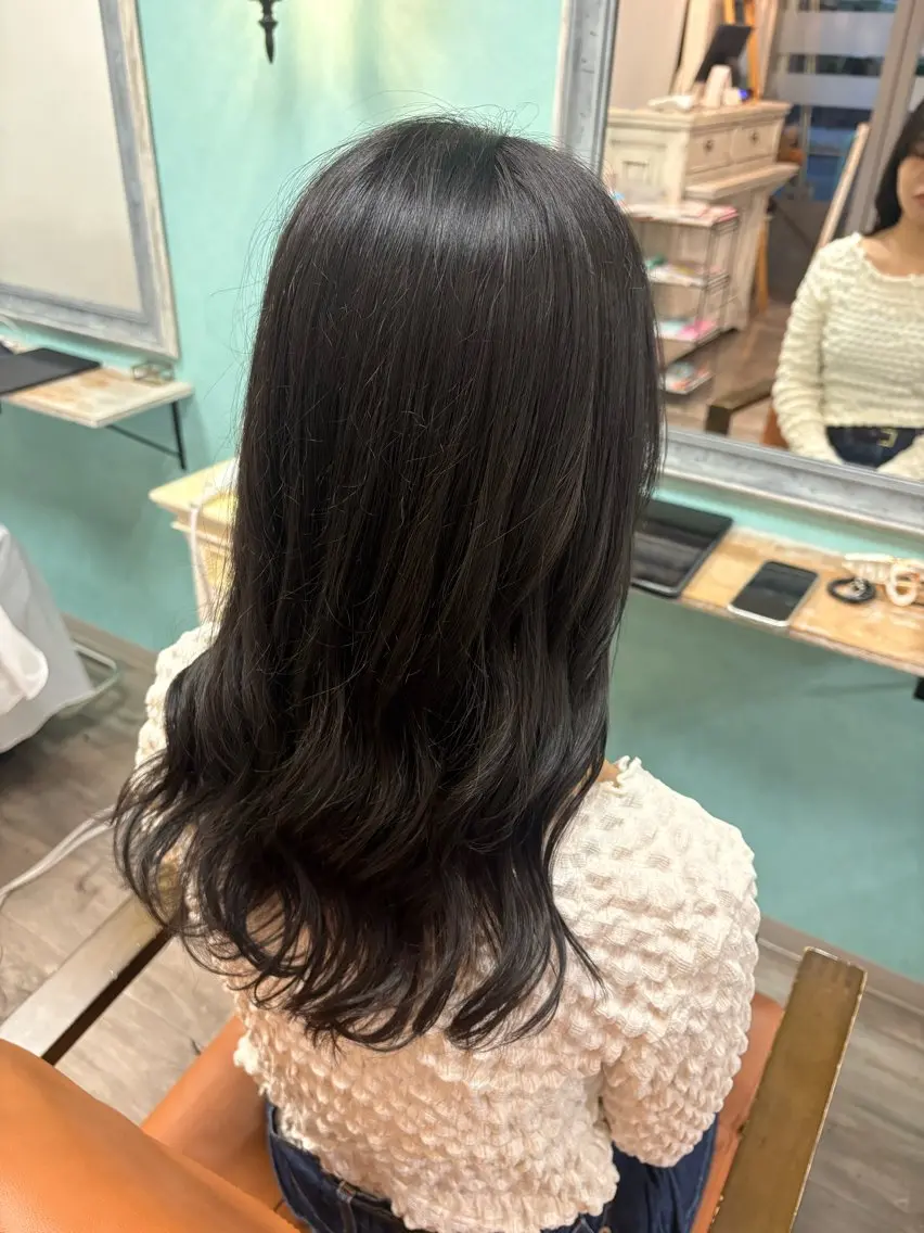 セミロング カラー 黒髪 ERII /伏見 カットモデル募集中!のヘアスタイル