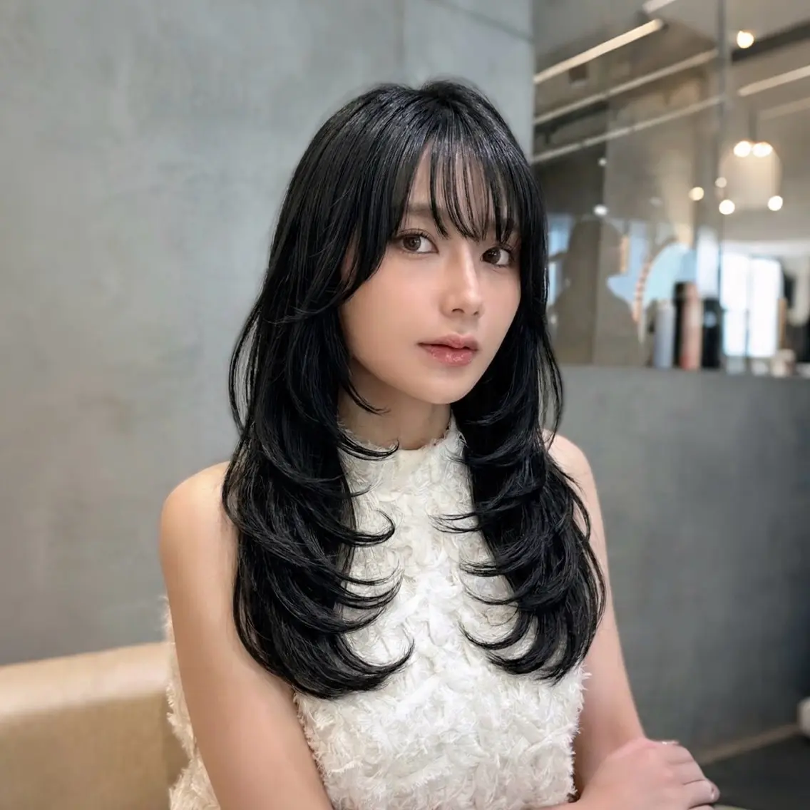 セミロング カラー カット ヘアカラー トリートメント RYU/レイヤー /透明感艶カラーのヘアスタイル
