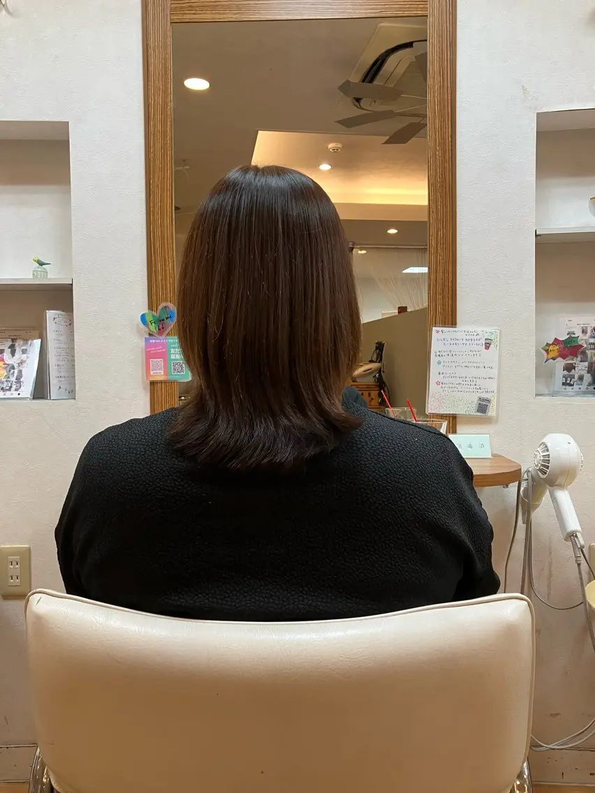 セミロング 高畑駅×縮毛矯正 縮毛矯正湯浅貴子のヘアスタイル