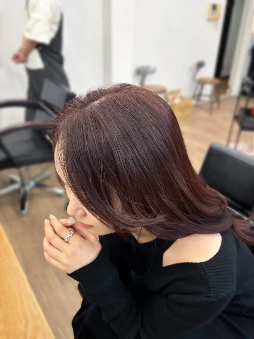 セミロング ピンクブラウン 透明感カラー⭐️ Takumaのヘアスタイル