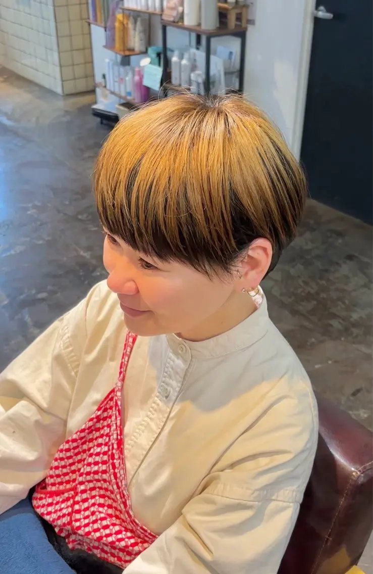 ショート カラー ブリーチ カット ヘアカラー トリートメント 大人可愛いショート/ 店長/三國屋のヘアスタイル
