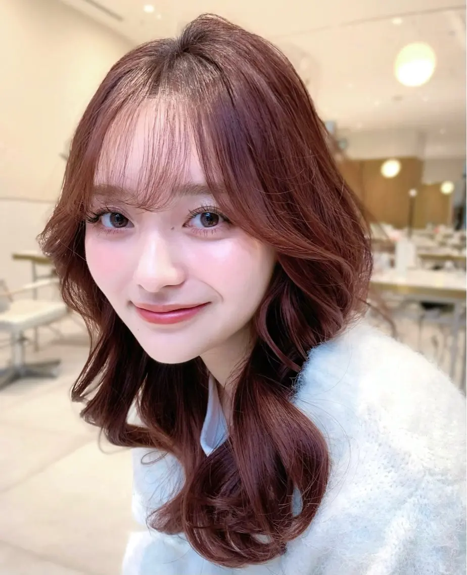 ミディアム カラー カット ヘアカラー トリートメント ヘッドスパ ヘアセット 韓国ヘア/レイヤー/ 顔まわり/りょーとのヘアスタイル