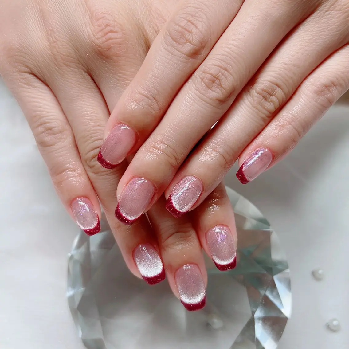 ネイル フレンチネイル マグネットネイル マグネットフレンチ オフィスネイル Cute Tips nailのネイルデザイン