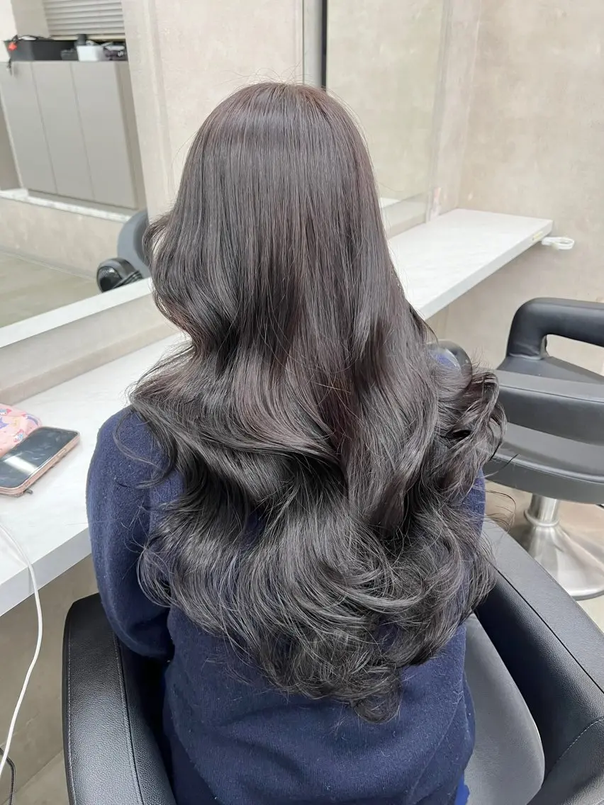 ロング カラー パーマ ヘアアレンジ メンズ キッズ 上品＆韓国風 🥀海心🥀のヘアスタイル