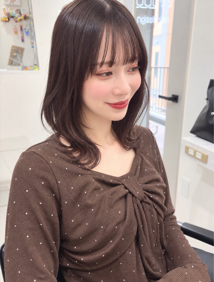 ミディアム カラー カット ヘアカラー トリートメント 髪質改善will hairdesignのヘアスタイル
