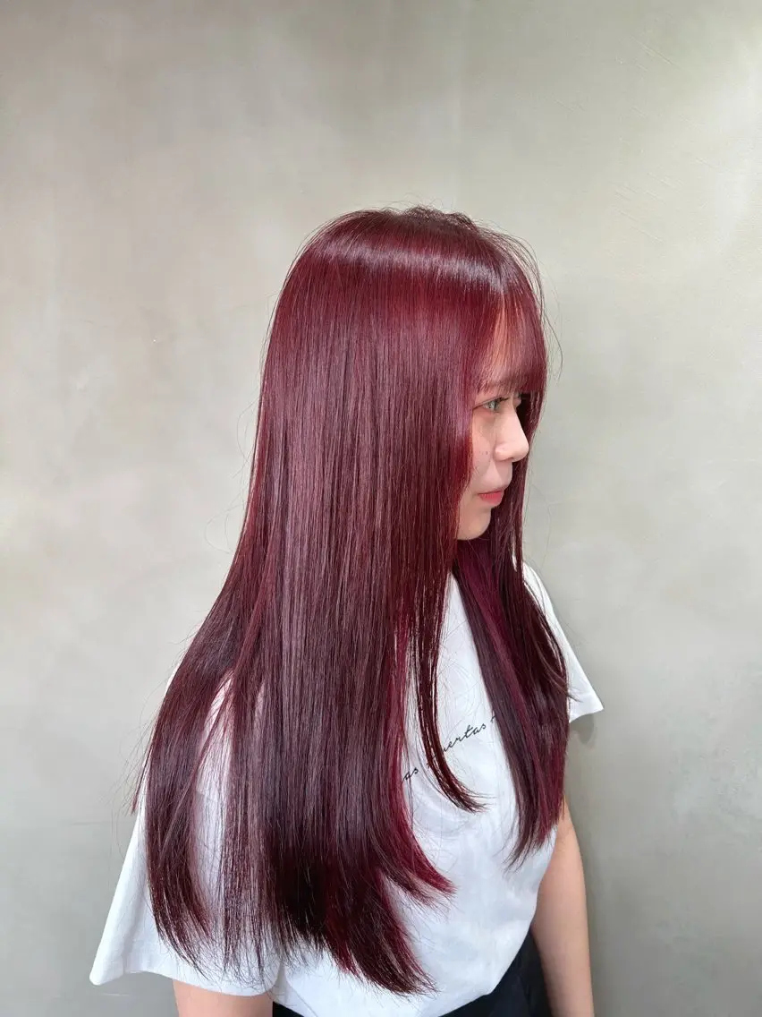 ロング カラー ブリーチ レッドカラー ヘアカラー トリートメント stylist トモヤのヘアスタイル